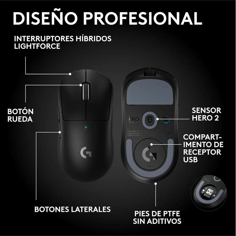 Logitech Pro X Superlight 2 SE Inalámbrico 44000 DPI 5 Botones